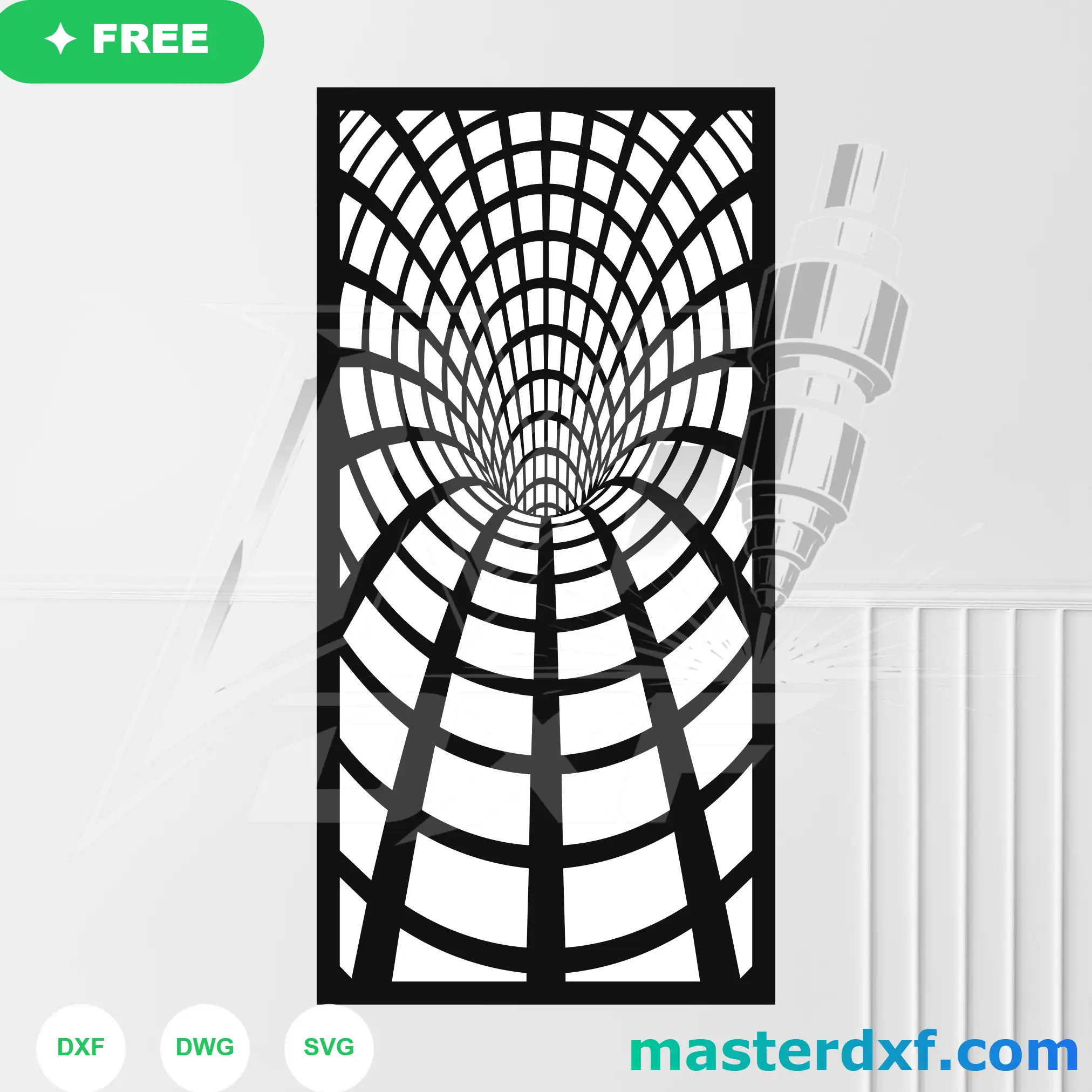 Psychedelic 3D Wormhole Grid Architectural Screen Design DXF File